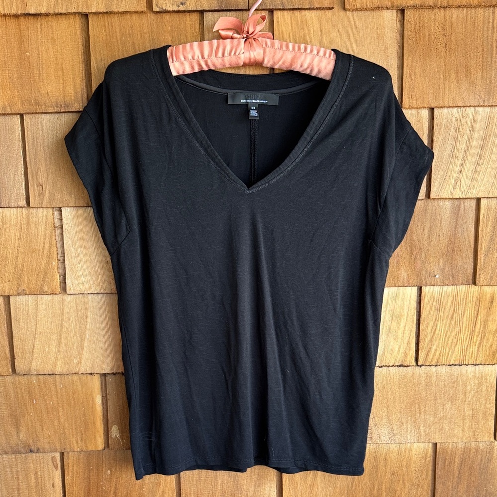 White House Black Market Black V-Neck Short Sleeve Tee